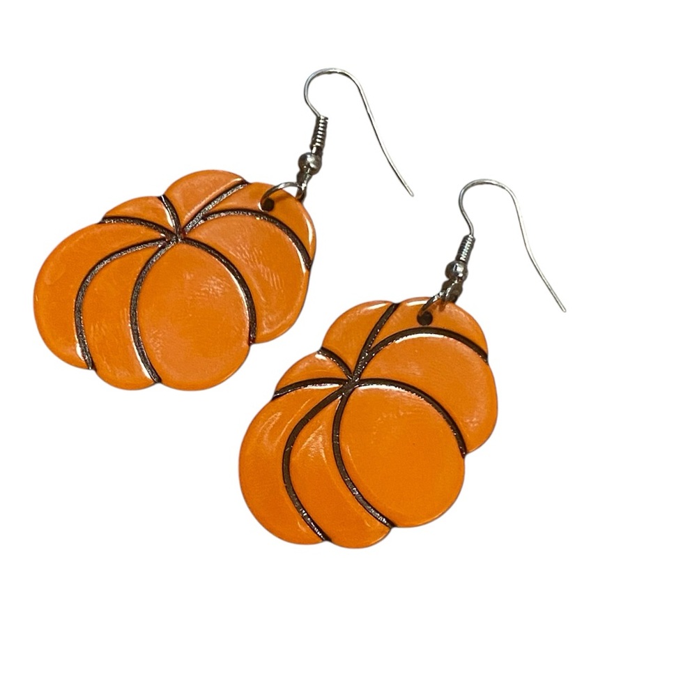 New Handmade Orange Pumpkin festive Dangle Earrings for pierced ears
